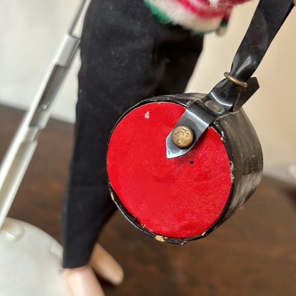 Vintage Antique Striped Doll with Red Bow - Picture 8 of 8